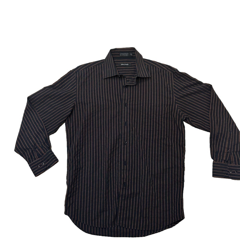 Men’s Pierre Cardin Striped Dress shirt navy size M : Wedding or office